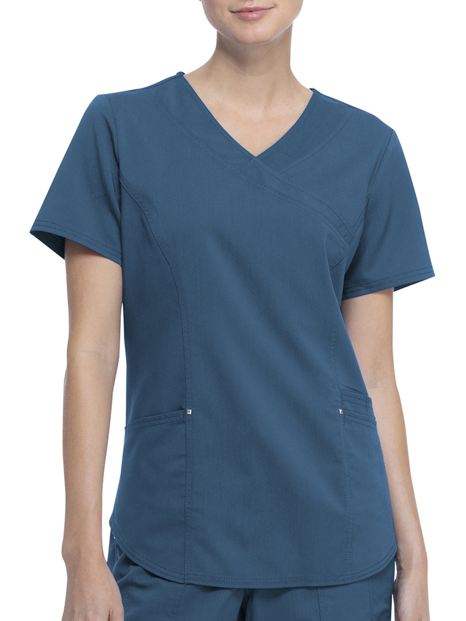 Scrubstar Women's Premium Performance Mock Wrap Scrub Top – Solid Color