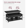 thumbnail image 2 of VASAGLE Mesa de Centro Elevable con Estante y Tapa Ajustable 120x60x50 cm, 2 of 5