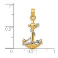 thumbnail image 2 of 10k Gold 3-d Nautical Ship Mariner Anchor With Rope Two-color Charm 25x11mm Wide Pendant Necklace for Women, 2 of 2