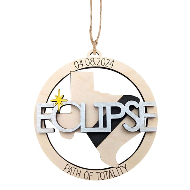 Solar Eclipses Ornament / Car Charm, Wooden Eclipses Keepsake, 2D Flat Hanging Ornaments For Car / Backpacks