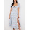thumbnail image 2 of HAHDAXIA Women Puff Sleeve Split Maxi Dress Square Collar Ruffle Floral Boho Dresses Cottagecore Backless Sundress, 2 of 5