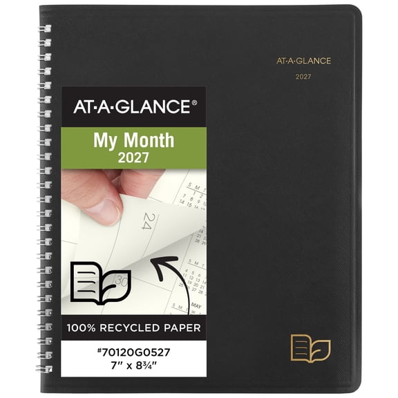 AT-A-GLANCE 2027 Recycled Monthly Planner Black Medium 7 x 8 34 - Monthly