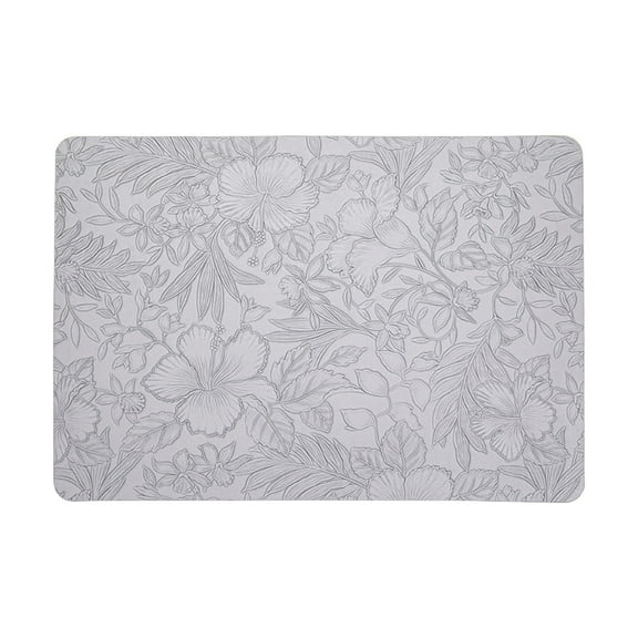 Oioii 16.92x11.81x1.18in Placemats Set of 6 Heat Resistant Easy Clean Non-Slip Place Mats for Dining Table Faux Leather Waterproof Stain Resistant Wipeable Washable Table Mats, Gray