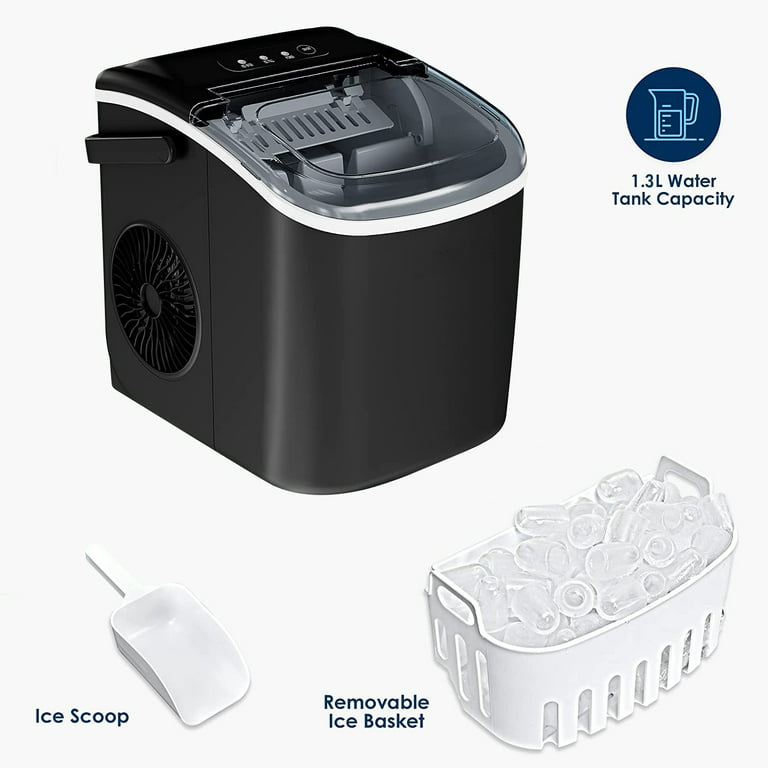 SUGIFT Countertop Ice Maker Machine, Electric Ice Maker with Scoop and  Basket , Black