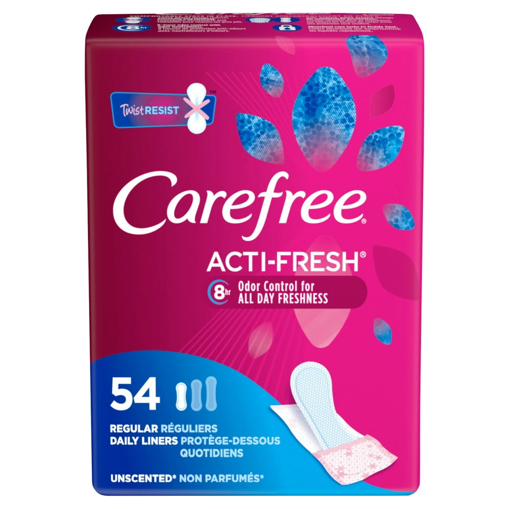 Carefree ACTiFresh Daily Liners, Regular, Unscented, 54 Ct Walmart