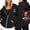 Black, variant on NinXxx Ladies' Christmas Zipper Long Sleeve Pocket Drawstring Hooded Sweatshirt Grey XXXL