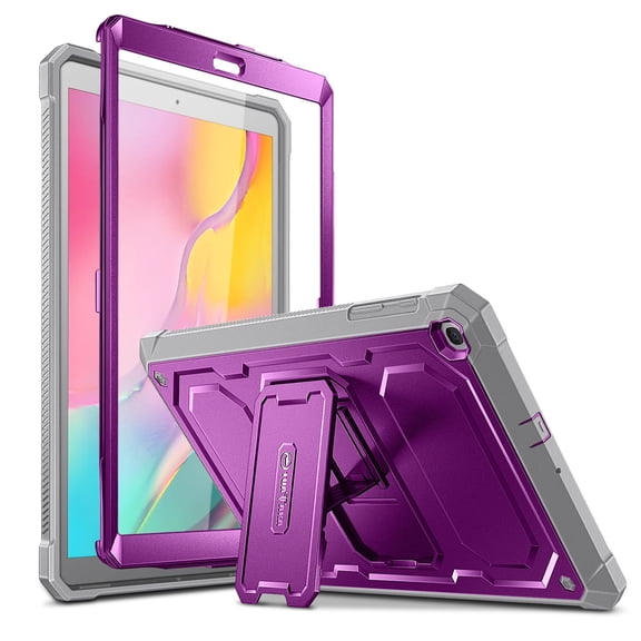 Fintie Shockproof Case for Samsung Galaxy Tab A 10.1 2019 Model SM-T510 / T515 / T517, Tuatara Rugged Unibody Hybrid Full Protective Bumper Kickstand Cover with Built-in Screen Protector, Purple