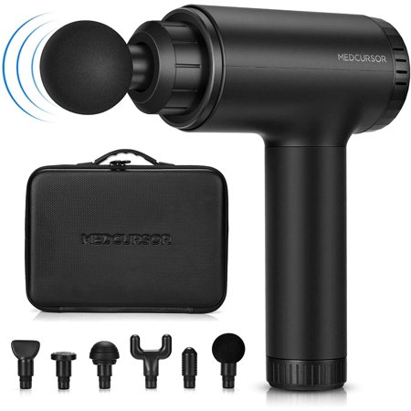 Medcursor Handheld Percussion Massage Gun - Deep Tissue Massager for Pain Relief- Includes 6 Massage Heads - Black (Used)