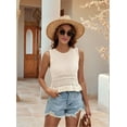 thumbnail image 6 of Women Cute Crop Sweaters Vest Knit Sleeveless Pullover Tops Crochet Ruffle Hem Tank Beige M, 6 of 8