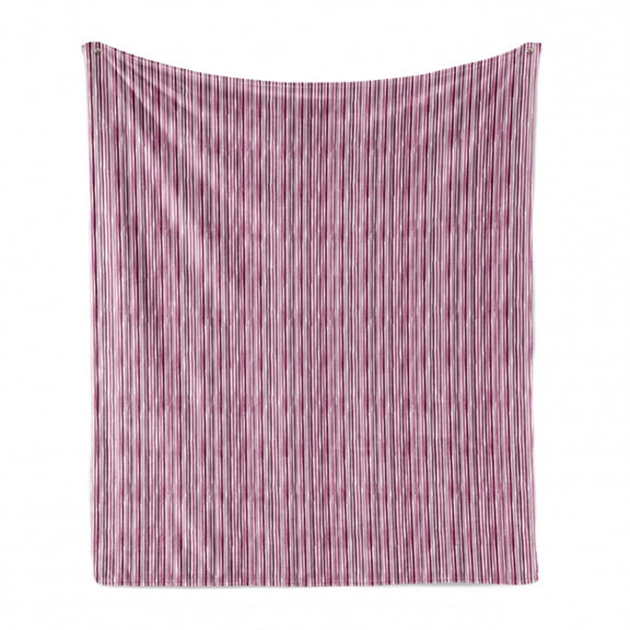 Stripes Soft Flannel Fleece Blanket, Monochrome Style Stroke Lines Drawn by Hand Paintbrush Artwork Vertical, Cozy Plush for Indoor and Outdoor Use, 70" x 90", Mauve Taupe and Pink, by Ambesonne