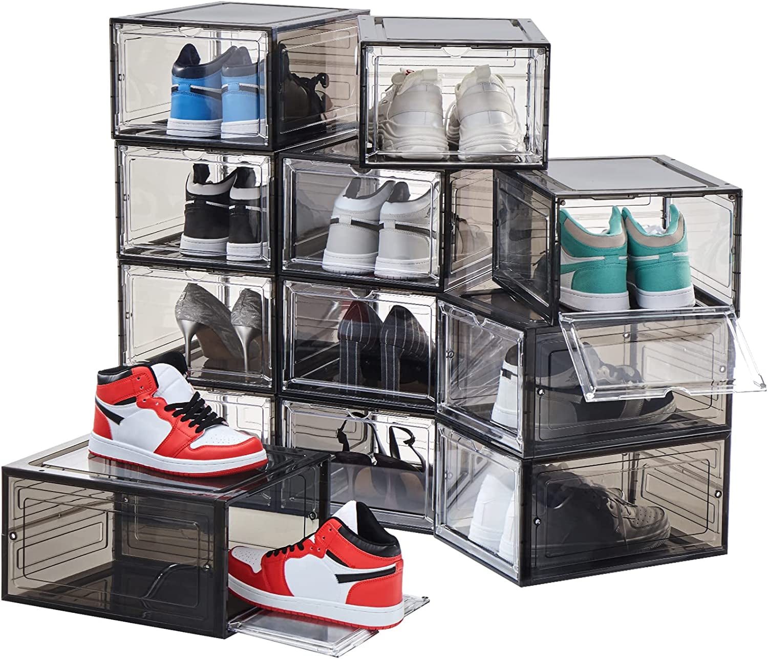 12 Pack Shoe Organizer, Black Boot Boxes Stackable Zambia Ubuy