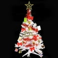 thumbnail image 2 of Wideskall 2 Feet Tabletop Artificial Mini White Christmas Pine Tree with 30 Warm White LED Lights & Ornaments, 2 of 6