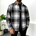 thumbnail image 2 of WRKEKC Plaid Shirt Men Long Sleeve Button-Down Flannel Shirts Casual Turn-Down Collar Loose Fit Daily Tops, 2 of 9