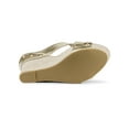 thumbnail image 5 of BLISSFUL STEP Women's Linen Platform Slide Wedge Open Toe Sandals Gold Tone 6, 5 of 8