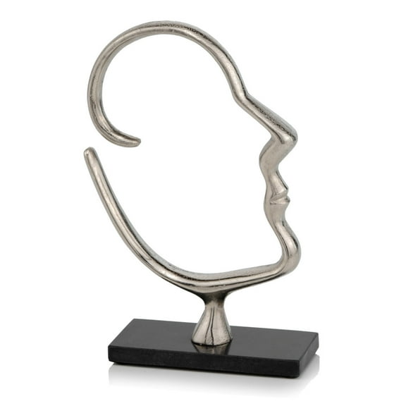 HomeRoots 12" Black And Silver Marble And Aluminum Tabletop Sculpture