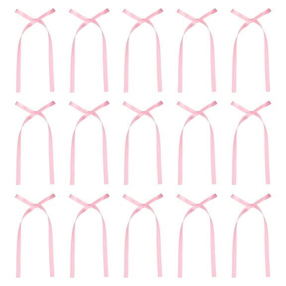 Uxcell 20 Pcs Bow Cake Bowknot Decorations, 3x5.7 Inch Satin Bowknot for Cake Dessert Craft DIY, Light Pink