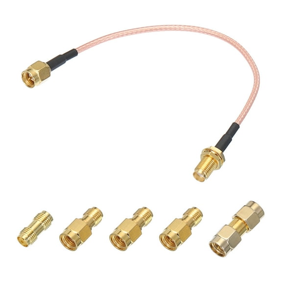 Uxcell RG316 Coaxial Cables SMA Male To SMA Female With Adapter Low Loss RF Coaxial Cable 0.5FT Orange 1Pcs