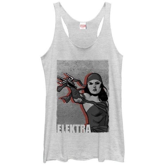 Women's Marvel Elektra Grayscale  Racerback Tank Top White Heather Medium