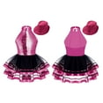 thumbnail image 6 of iiniim Kids Girls Modern Jazz Latin Tap Dance Shiny Sequins Halter Ballet Tutu Dress with Hat Rose 14, 6 of 7