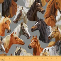 Homewish Oil Painting Theme Fabric by the Yard 3 Yard,Rustic Farm Animal Sewing Fabric,Country Farmhouse Horse Room Decor Fabric by the Yard For Kids,Ultra Soft Home Decor