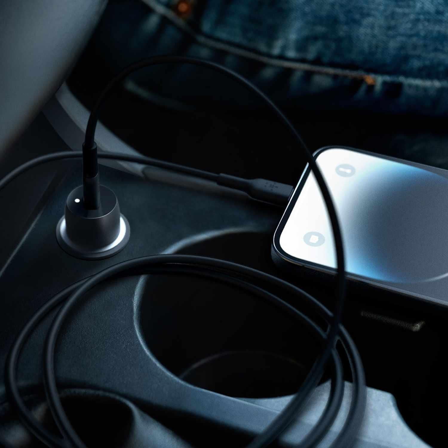 Belkin BoostCharge 30W USB-C PD PPS Car Charger and USB-C to USB-C Cable Black
