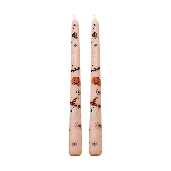 Pack of 2 Long Pole Printed Halloween Paraffin Candless, Creative Decorative Candless for Spooky Holiday Parties and Gift Giving