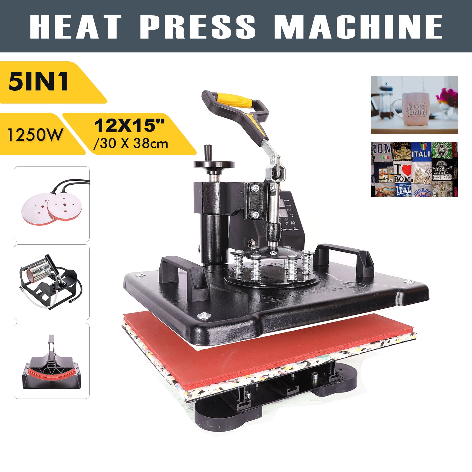 Portable Heat Press 10x10 Inch Easy Press 800W Mini Heat Press