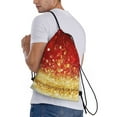 thumbnail image 3 of Kdxio Red Gold Glitter Print Drawstring Backpack Bag,Waterproof Draw String Back Sack, Gym Drawstring Bags Swim Bag For Unisex, 3 of 9