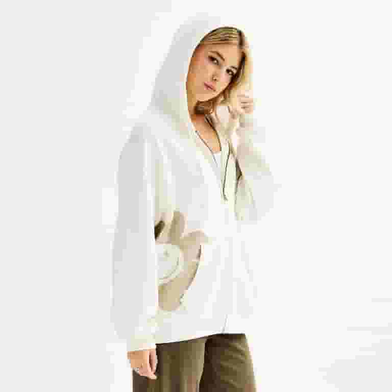 【関税無】 Off-White / Oversized Zip Hoodie / Bone Juniors' SO® Oversized Zip-Up Hoodie Color: Beige Floral