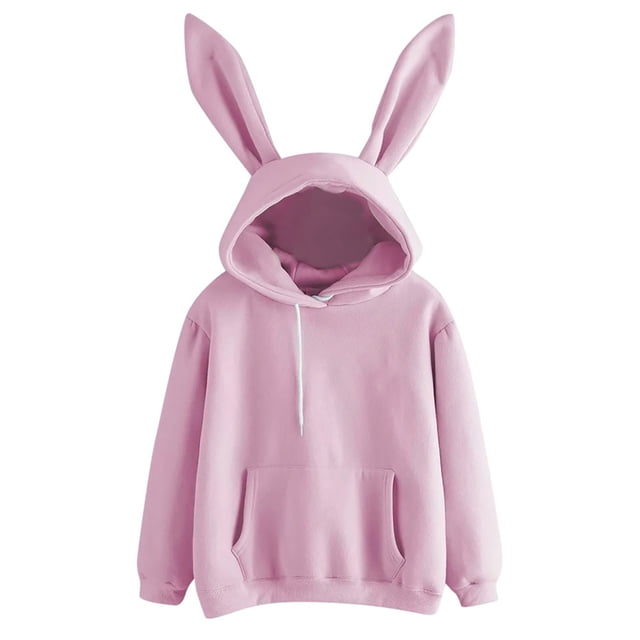 Long Sleeve Pullover Hoodie Blouse Womens Casual Soft Sweatshirt Tops Rabbit Design Comfortable Fashion