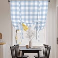 thumbnail image 3 of Light Blue Plaid Balloon Curtains for Bedroom/Front Door/Bathroom, Modern Minimalist Country Tie Up Curtains 63 Inch Length Light Filtering Kitchen Curtains Shades for Windows 46"x63", 3 of 8