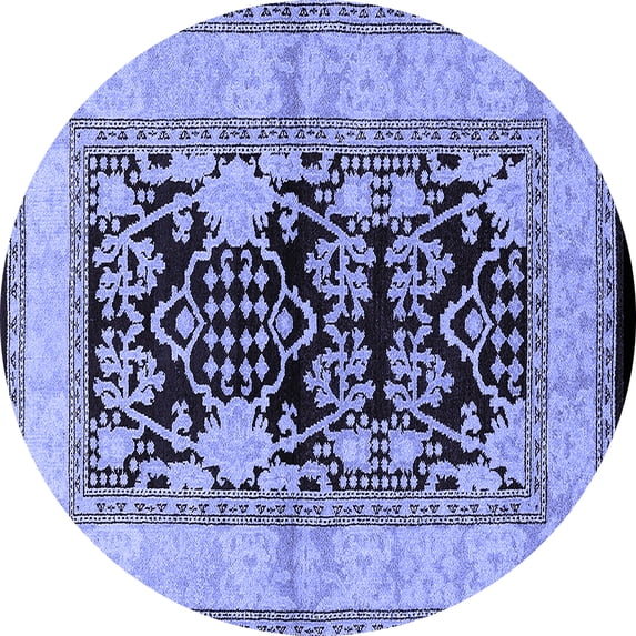 Ahgly Company Indoor Round Oriental Blue Industrial Area Rugs, 6' Round