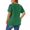 thumbnail image 3 of WellSize Plus Size Blouses for Women Button Tunic Tops V Neck Short Sleeve Summer Shirts, 3 of 8