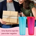 thumbnail image 3 of Vaso Textura cadena doble pared 700 ml con popote Tornasol Rosa, 3 of 5