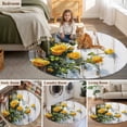 thumbnail image 5 of Spring Floral Round Area Rug 8Ft Washable Large Circle Rugs for Living Room Dorm, Yellow Roses Flowers Leaves Farmhouse Wooden Non-Slip Carpet Floor Mats Indoor Outdoor Carpet Runner Home Decor, 5 of 8