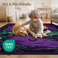 thumbnail image 4 of ODIKA 9'x12' Washable Area Rug Halloween Eerie Spooky Bats Gothic Skull Frame for Great Room, Indoor Concept, Large Living Low Pile, Flatwoven, 4 of 7
