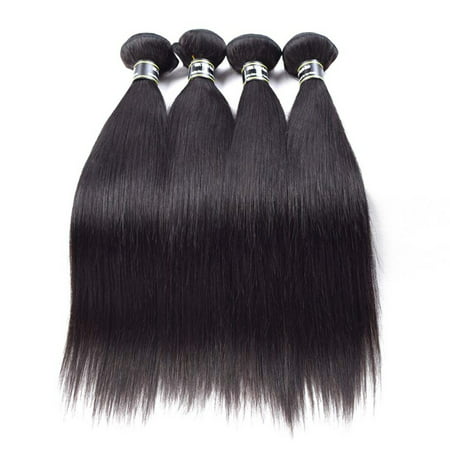 Beroyal Straight Hair Weave 4 Bundles Malaysian Virgin Human Hair Extensions,