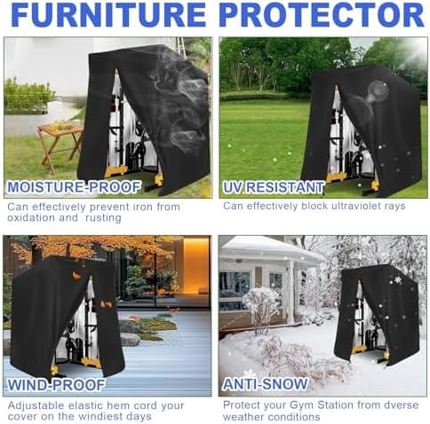 Gym Rack Cover, 600D Oxford Covers for Pull Up Bar Station/Weight Lifting Rack/Squat Rack/Outdoor Home Gym Workout Equipment,Waterproof UV & Dustproof,Black,68.8 * 41 * 72.8inch