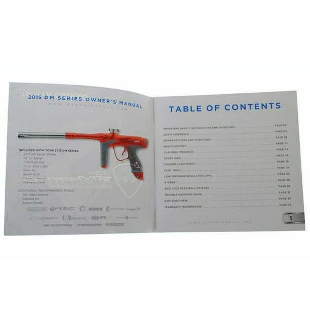DM15 New Dye Matrix DM 15 Paintball Gun / Marker Product Owners Manual