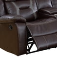 thumbnail image 4 of Benjara 3pc Sectional Motion Power Recliner Sofa Set- Dark Brown Faux Leather, 4 of 6