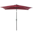thumbnail image 2 of Outsunny 9' x 7' Solar Umbrella, Patio Umbrella with LED Lights, Wine Red, 2 of 9