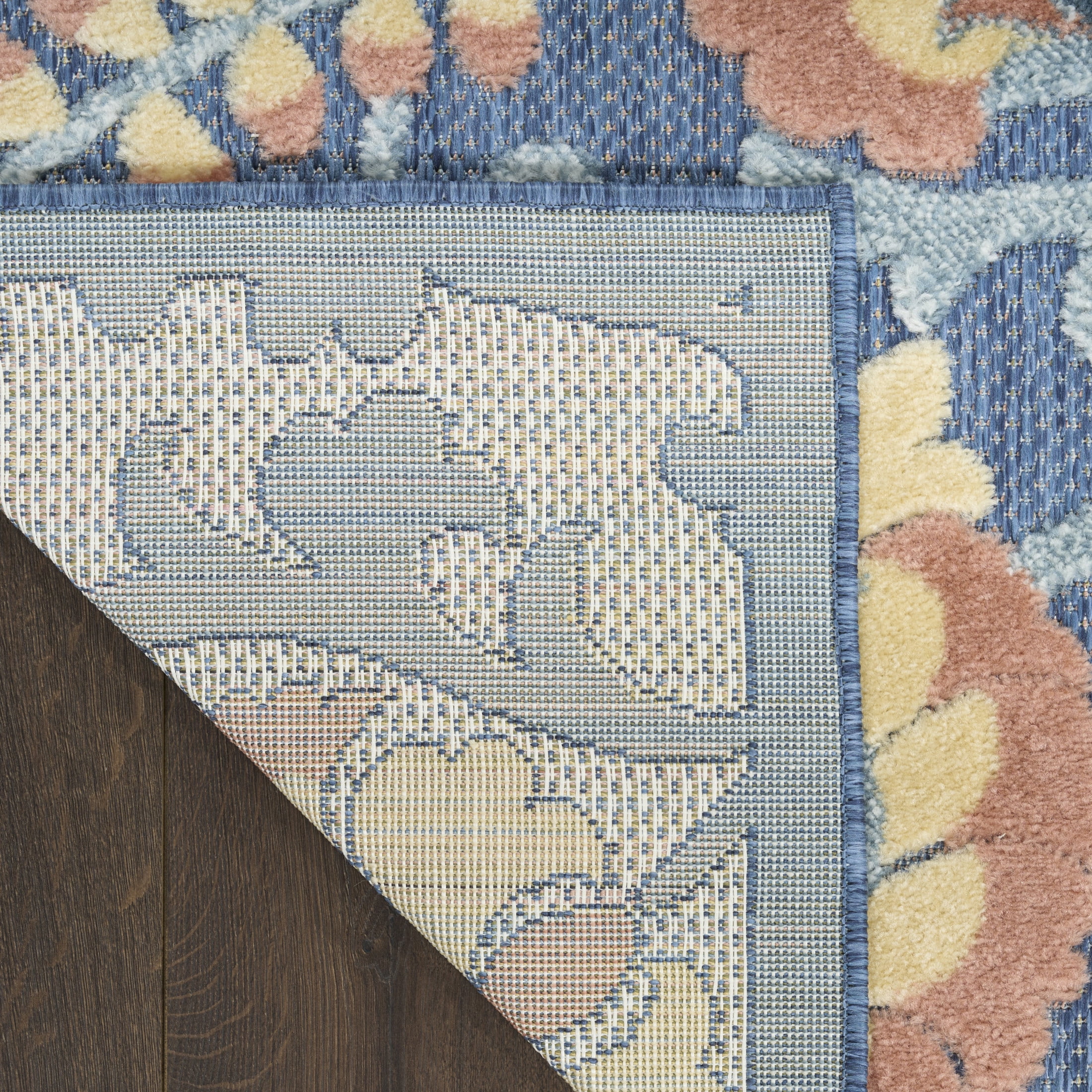 Nourison Aloha 9' x 12' Blue Rose Farmhouse Rug