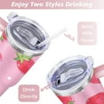thumbnail image 5 of 40 oz Strawberry Cute Cup with Handle Double Wall Vacuum Insulation Travel Mug Gift for Travel Commuting, 5 of 7