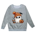 thumbnail image 3 of PMVFHDE Chandails à Capuche et Chandails en Molleton pour Filles Mode Enfants Halloween Mignon Imprimé Col Rond Sans Capuche Manches Longues Chandail en Molleton pour Filles Gris, 4-5 Ans, 3 of 3