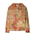 thumbnail image 7 of Mercatoo Girls Vintag Hoodi, Kids Flor Print Long Sleeve Hooded Sweatshirt Casual Stylish Fall Winter Outfit Tops, 7 of 7