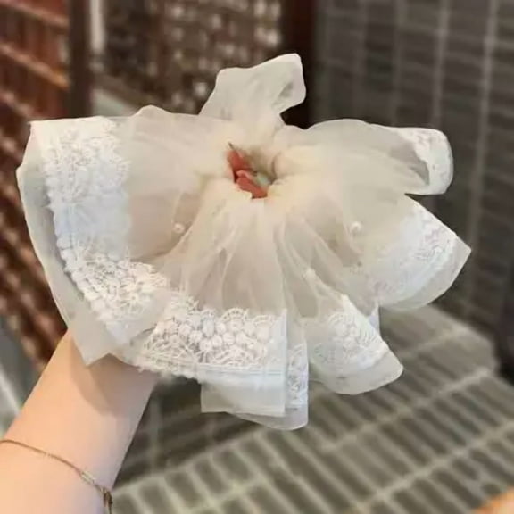 1 Pcs Extra Large Scrunchies for Women Large Pearl Scrunchie Satin Oversized Silk Thick Elastic Hair Ties Jumbo Hair Scrunchies for Buns, Sleep & Ponytail