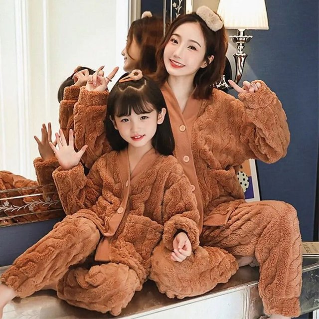Cárdigan para niña, servicio a domicilio, festivales de Navidad, ropa roja para padres e hijos, pijamas para madre e hija, otoño e invierno, franela acolchada
