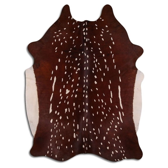 Lucidly PRINTED cowhide rugs for sale AXIS DEER ON WHITE rug