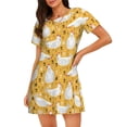 thumbnail image 1 of Balery Funny Chicken Camisón de manga corta con cuello redondo para mujer, cómodo y elegante., 1 of 6