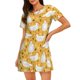 thumbnail image 1 of Balery Funny Chicken Camisón de manga corta con cuello redondo para mujer, cómodo y elegante., 1 of 6